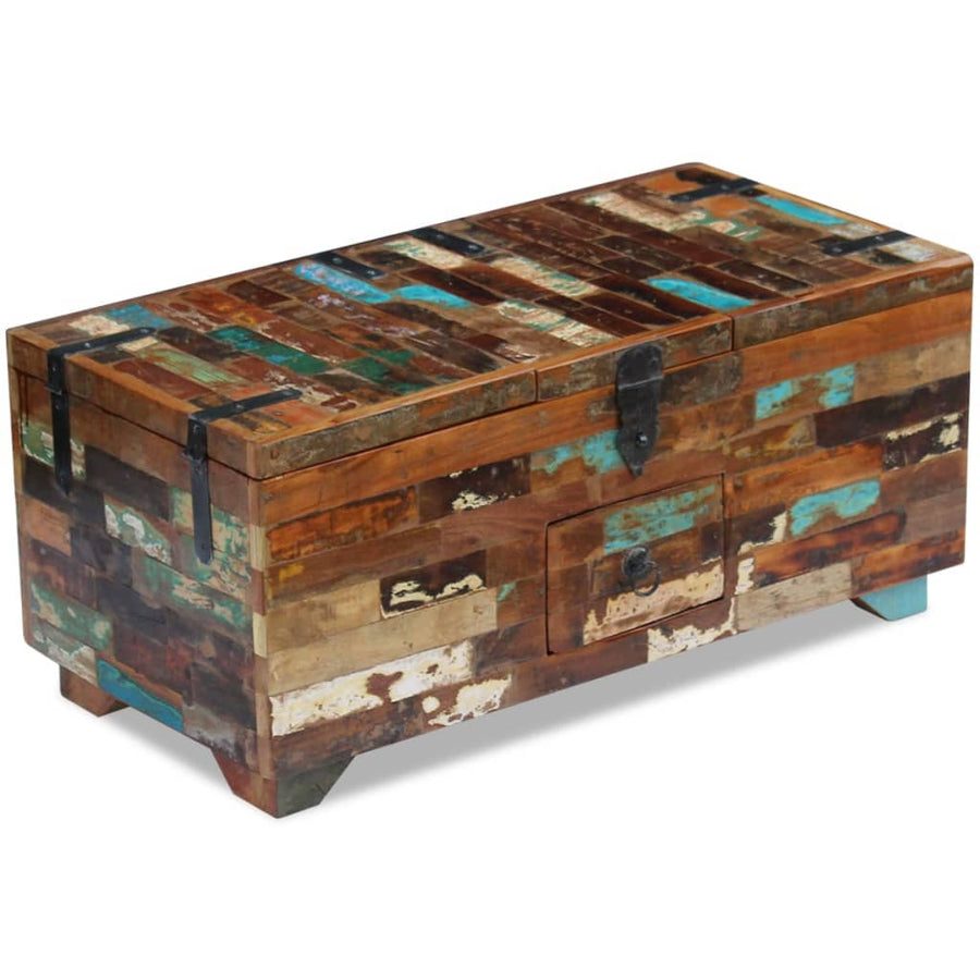 Salontafel Kist 80X40X35 Cm Massief Gerecycled Hout Multikleur