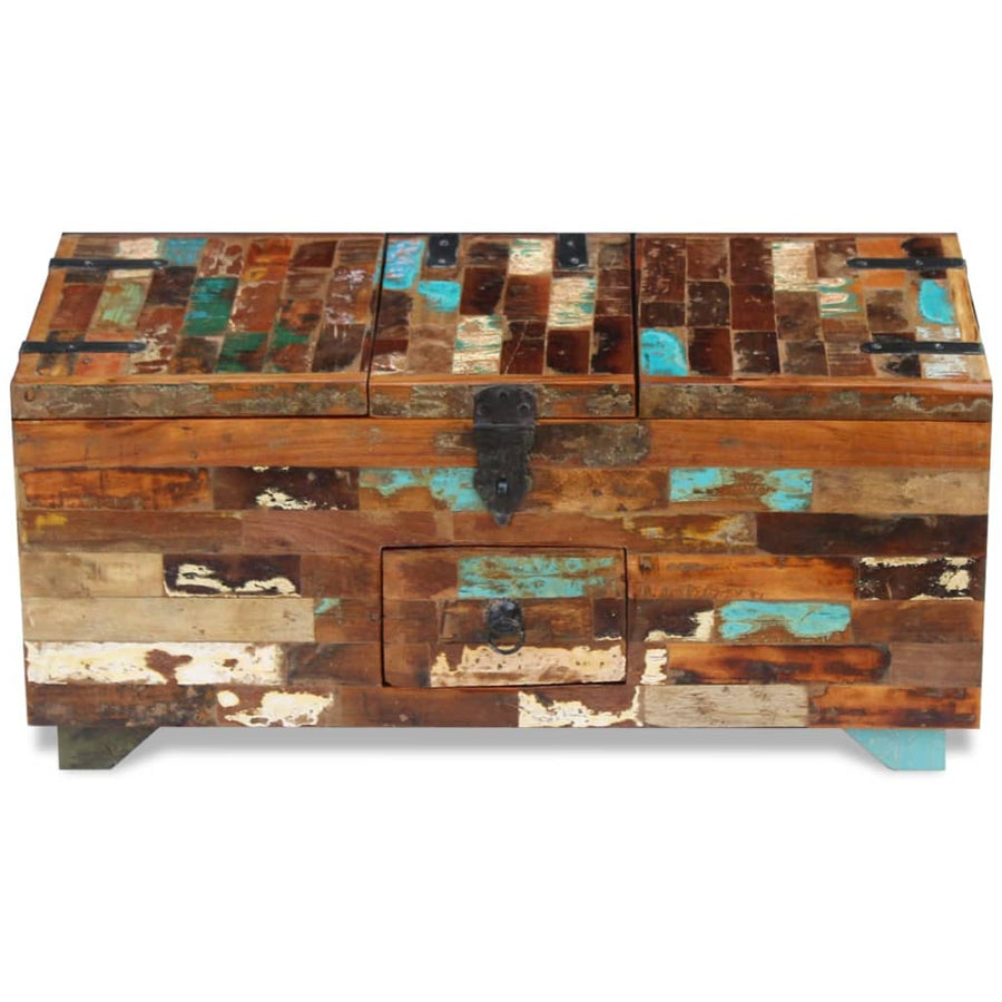 Salontafel Kist 80X40X35 Cm Massief Gerecycled Hout Multikleur