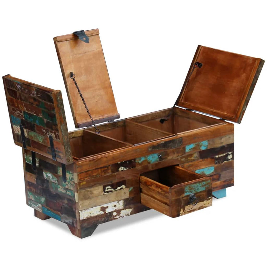 Salontafel Kist 80X40X35 Cm Massief Gerecycled Hout Multikleur