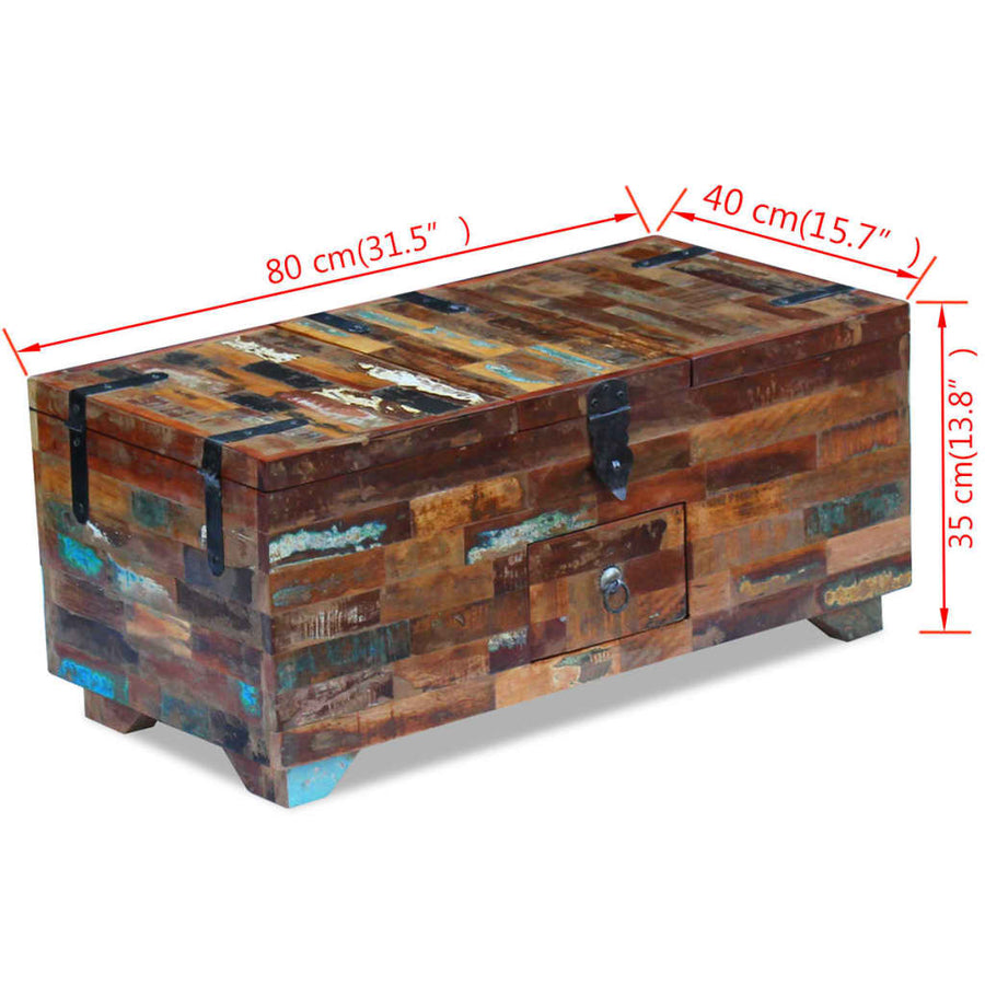 Salontafel Kist 80X40X35 Cm Massief Gerecycled Hout Multikleur
