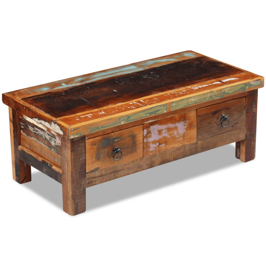 Salontafel Met Lades 90X45X35 Cm Massief Gerecycled Hout Multikleur