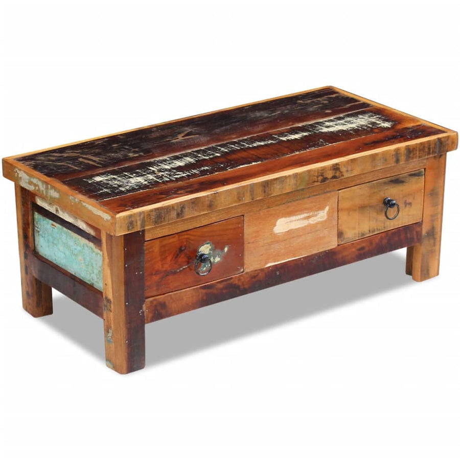 Salontafel Met Lades 90X45X35 Cm Massief Gerecycled Hout Multikleur