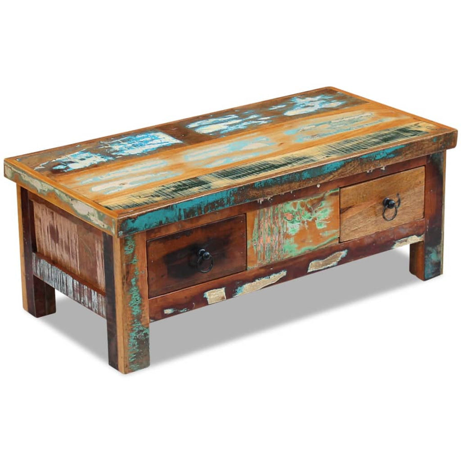 Salontafel Met Lades 90X45X35 Cm Massief Gerecycled Hout Multikleur