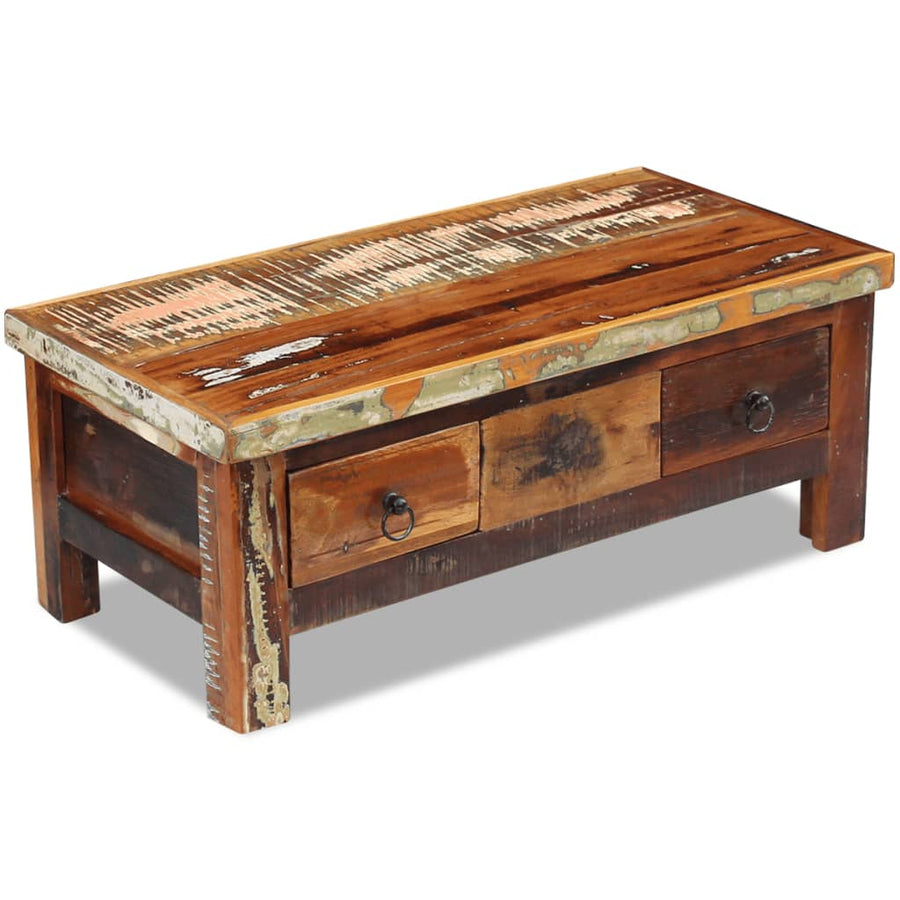Salontafel Met Lades 90X45X35 Cm Massief Gerecycled Hout Multikleur
