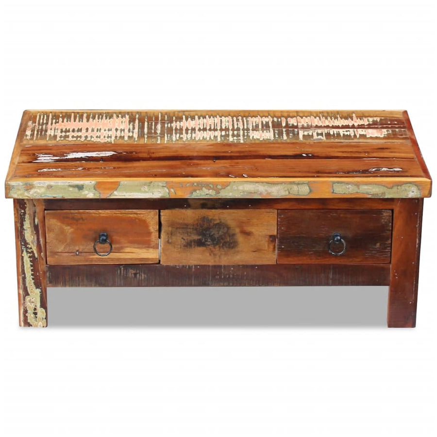 Salontafel Met Lades 90X45X35 Cm Massief Gerecycled Hout Multikleur