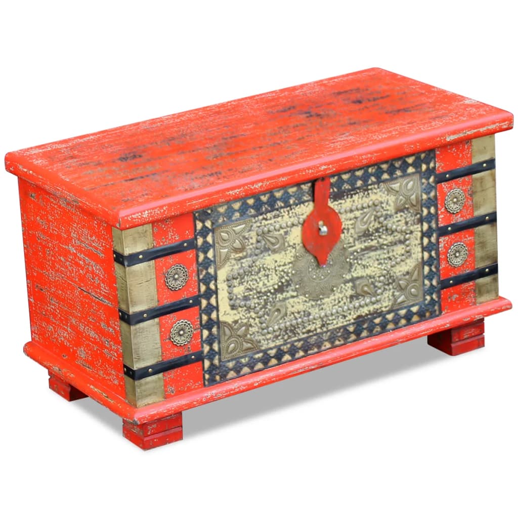 Opbergkist 80X40X45 Cm Mangohout Rood 1 80 x 40 x 45 cm