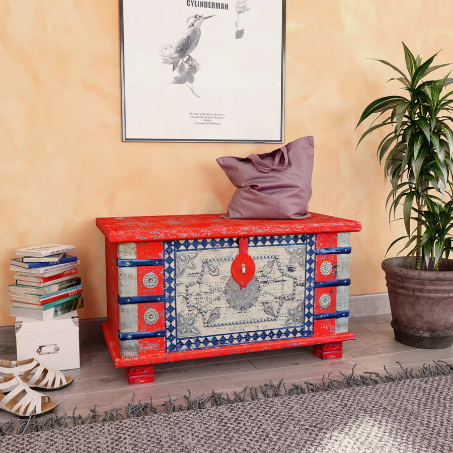 Opbergkist 80X40X45 Cm Mangohout Rood 1 80 x 40 x 45 cm
