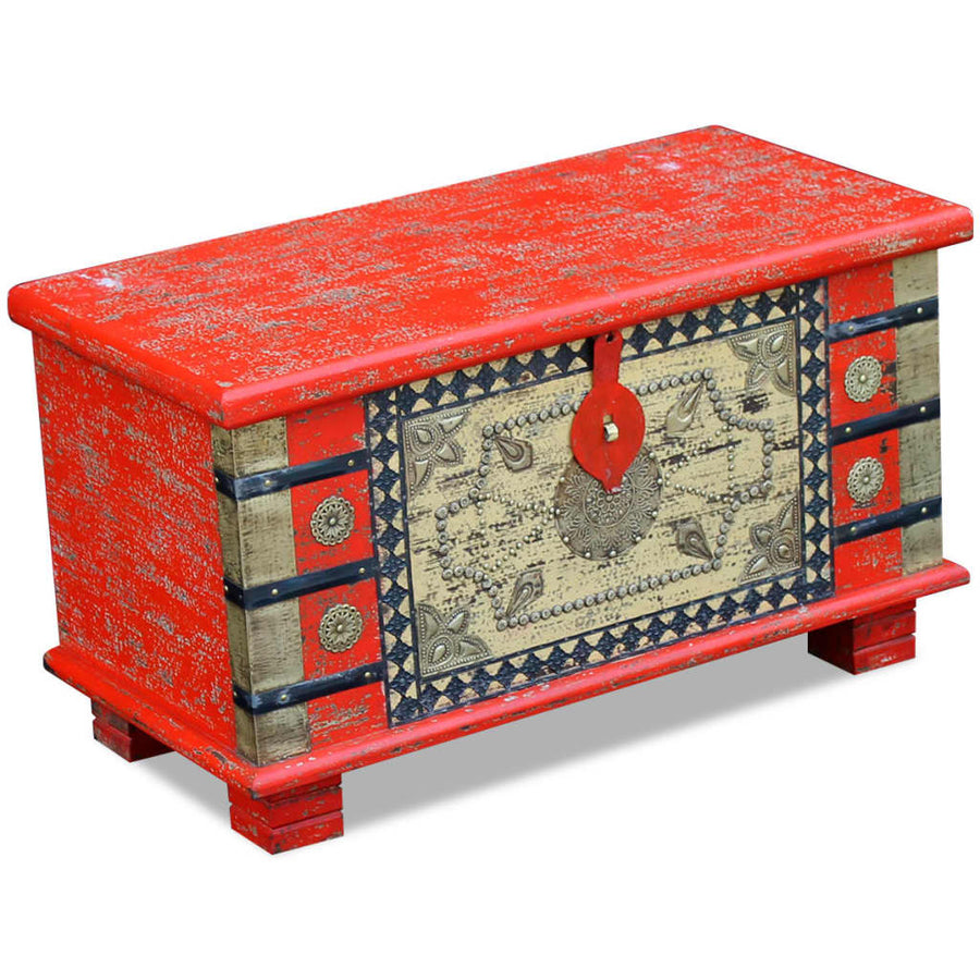 Opbergkist 80X40X45 Cm Mangohout Rood 1 80 x 40 x 45 cm