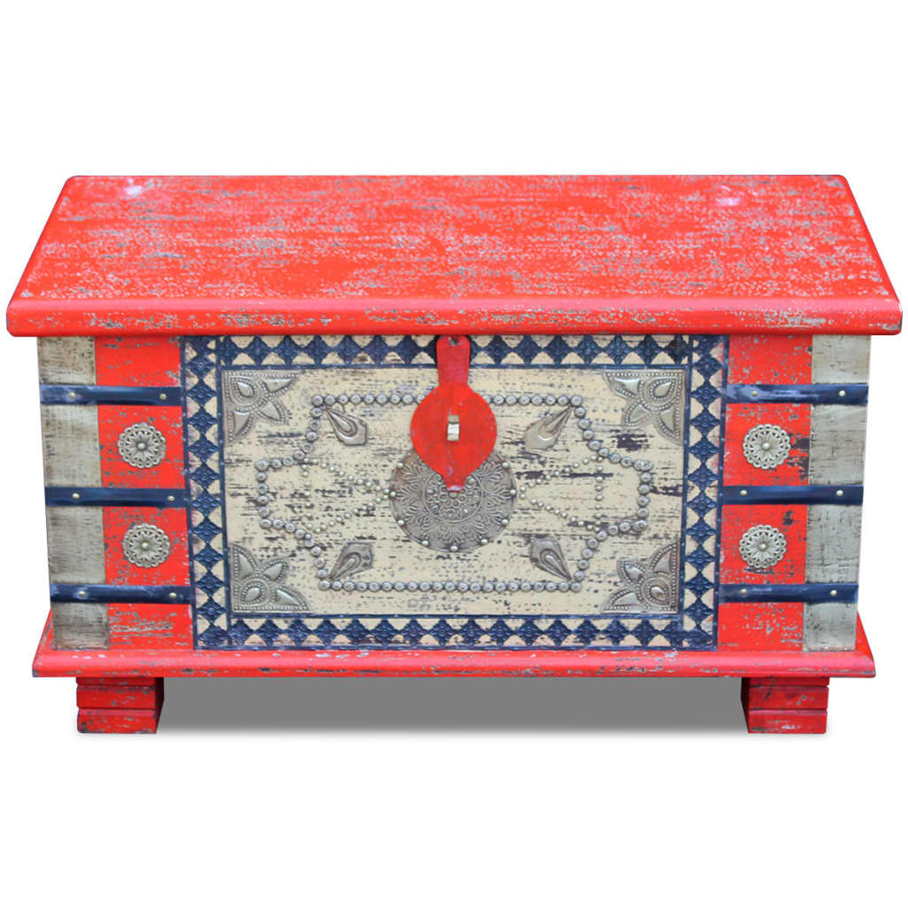 Opbergkist 80X40X45 Cm Mangohout Rood 1 80 x 40 x 45 cm