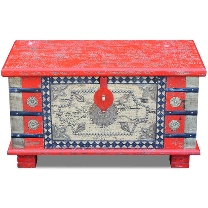 Opbergkist 80X40X45 Cm Mangohout Rood 1 80 x 40 x 45 cm