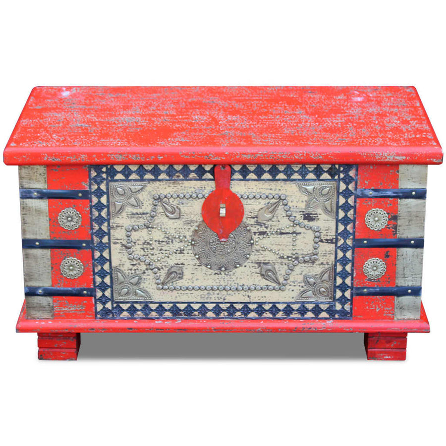 Opbergkist 80X40X45 Cm Mangohout Rood 1 80 x 40 x 45 cm