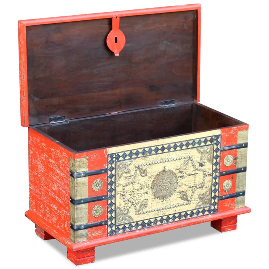 Opbergkist 80X40X45 Cm Mangohout Rood 1 80 x 40 x 45 cm