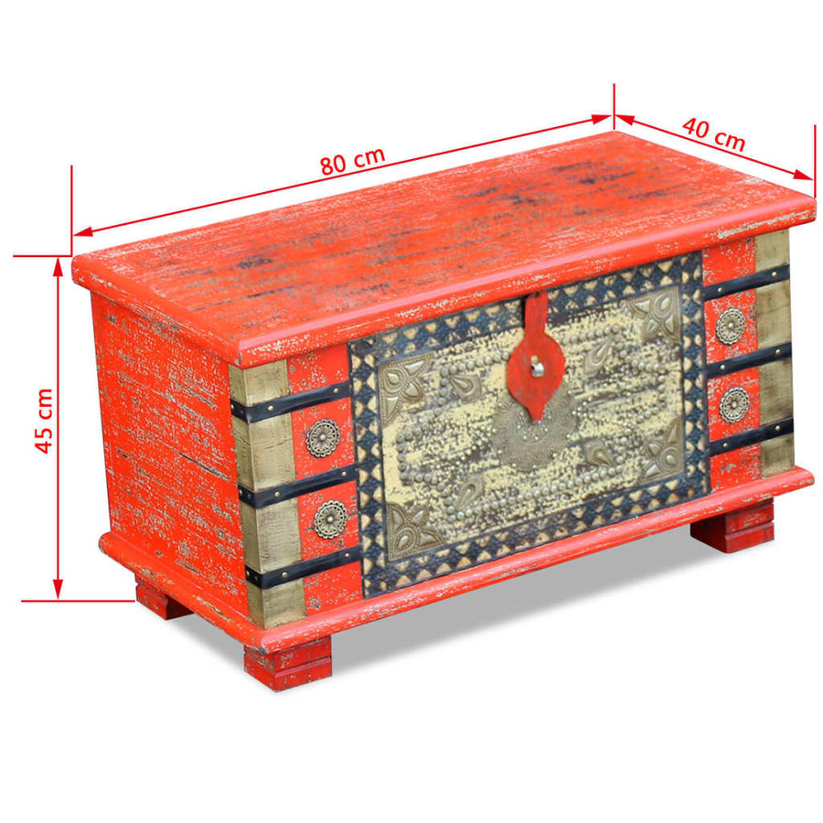 Opbergkist 80X40X45 Cm Mangohout Rood 1 80 x 40 x 45 cm