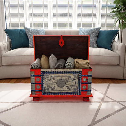 Opbergkist 80X40X45 Cm Mangohout Rood 1 80 x 40 x 45 cm