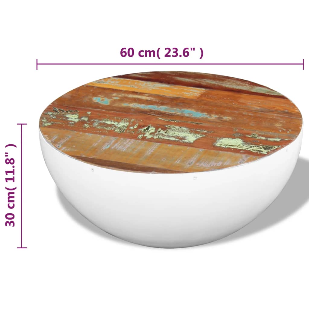 Salontafel Komvormig 60X Massief Gerecycled Hout 1 60 x 30 cm Wit