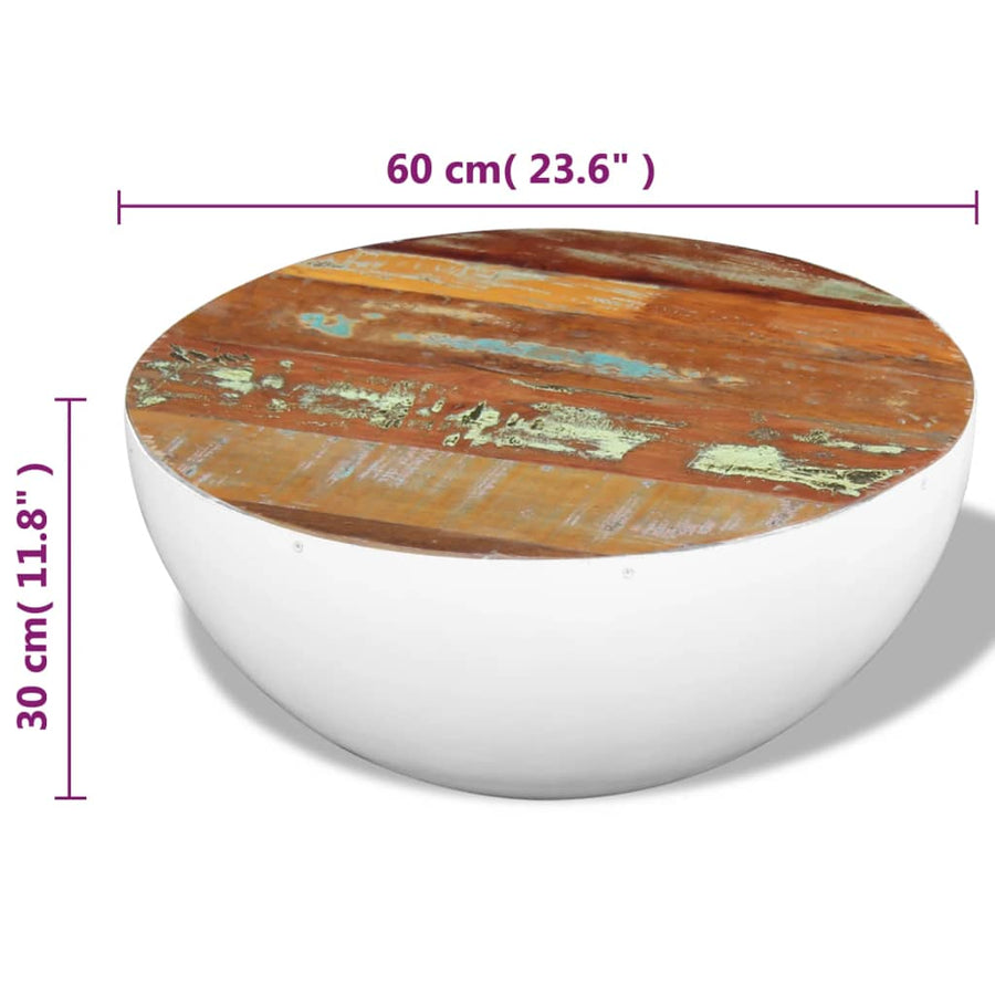Salontafel Komvormig 60X Massief Gerecycled Hout 1 60 x 30 cm Wit