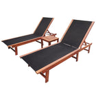 Sun loungers 2 pcs with table solid acacia wood and textilene