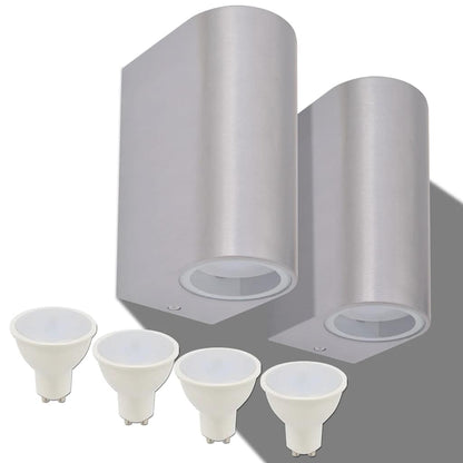 Led-Wandlamp Tuin Op-/Neerwaarts Rond 2 St