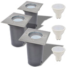 LED grondspots vierkant 3 stuks zilver
