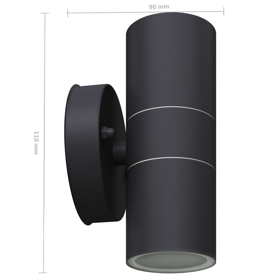 Led-Wandlamp Buiten Op-/Neerwaarts Rvs St Licht naar boven en beneden Zwart