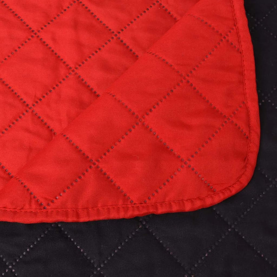 131552  Dubbelzijdig Quilted Bedspread Rood En Zwart 170X210 Cm