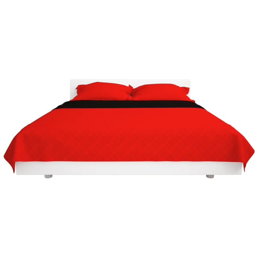Dubbelzijdige Quilt Bedsprei Rood En Zwart 230X260 Cm 1 230 x 260 cm