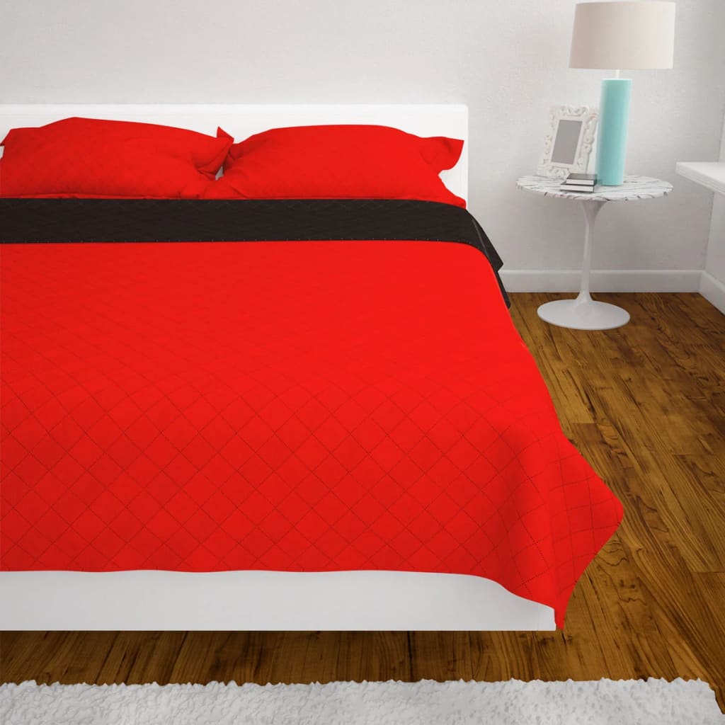 Dubbelzijdige Quilt Bedsprei Rood En Zwart 230X260 Cm 1 230 x 260 cm