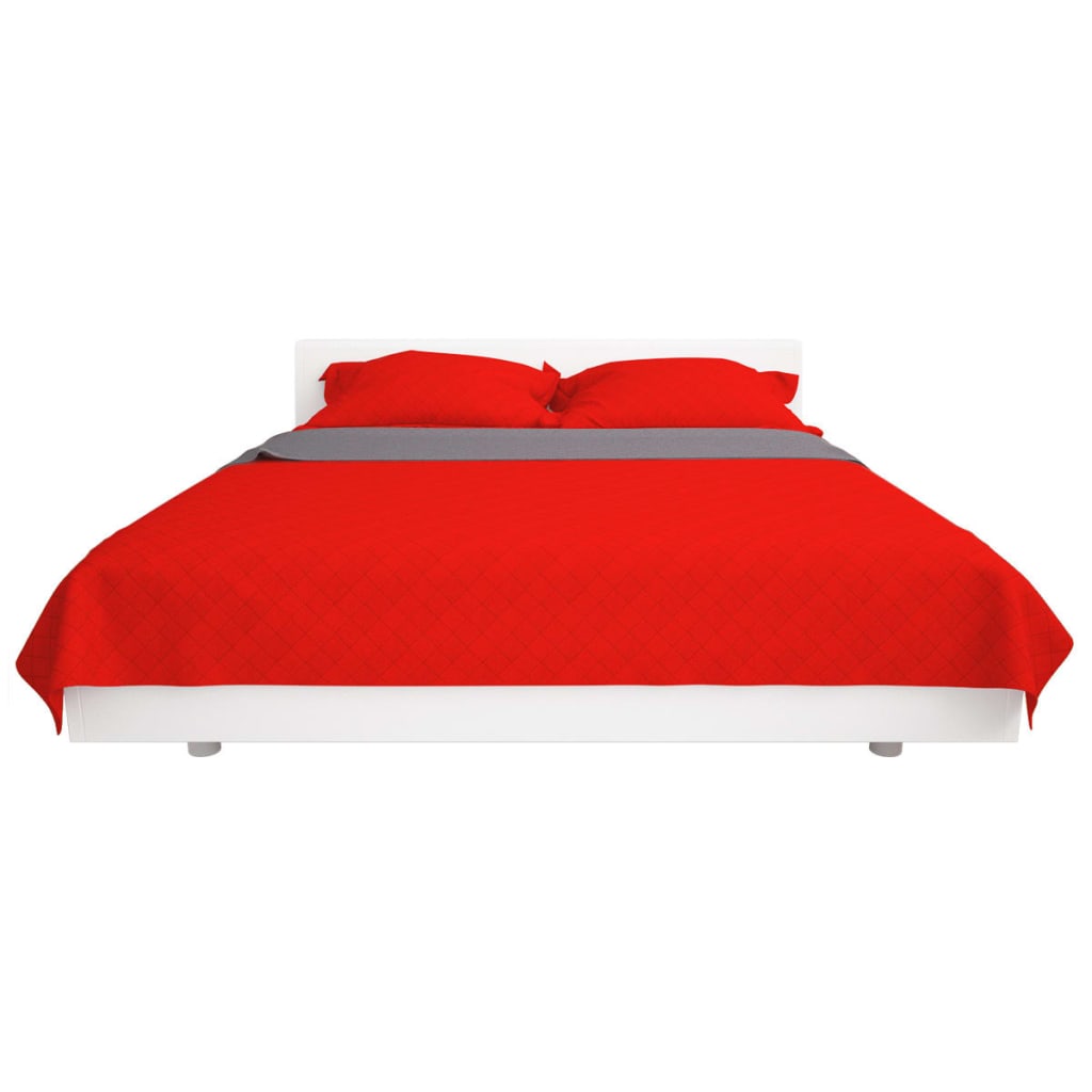 Dubbelzijdige Quilt Bedsprei Rood En Grijs 220X240 Cm 220 x 240 cm