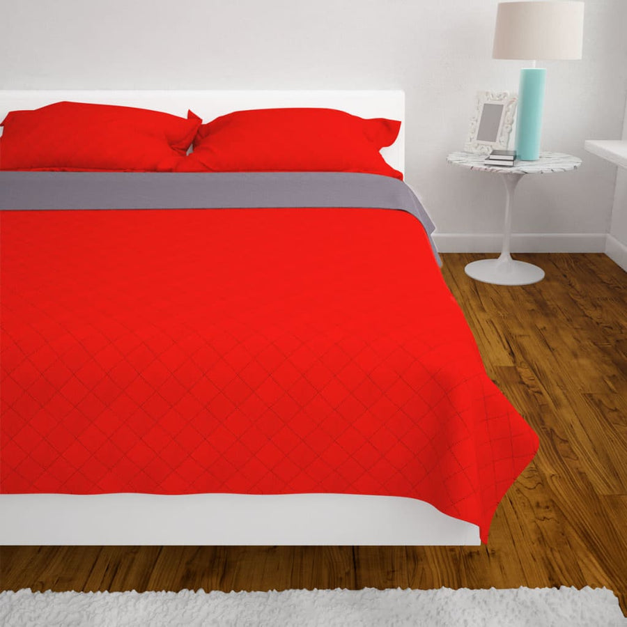 Dubbelzijdige Quilt Bedsprei Rood En Grijs 220X240 Cm 220 x 240 cm