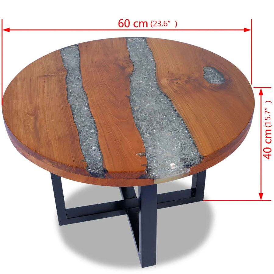 Salontafel Massief Teakhout Hars 60 Cm 60 x 40 cm Multikleur