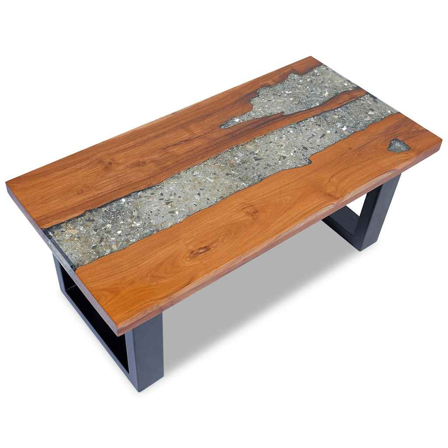Salontafel Massief Teakhout Hars 100X50 Cm 100 x 50 x 40 cm Multikleur
