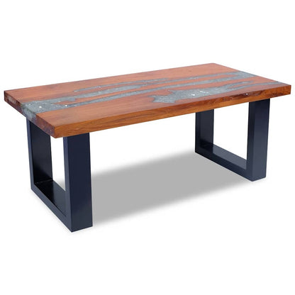Salontafel Massief Teakhout Hars 100X50 Cm 100 x 50 x 40 cm Multikleur