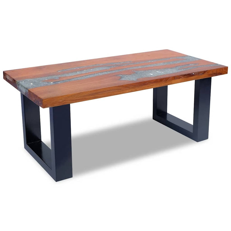 Salontafel Massief Teakhout Hars 100X50 Cm 100 x 50 x 40 cm Multikleur