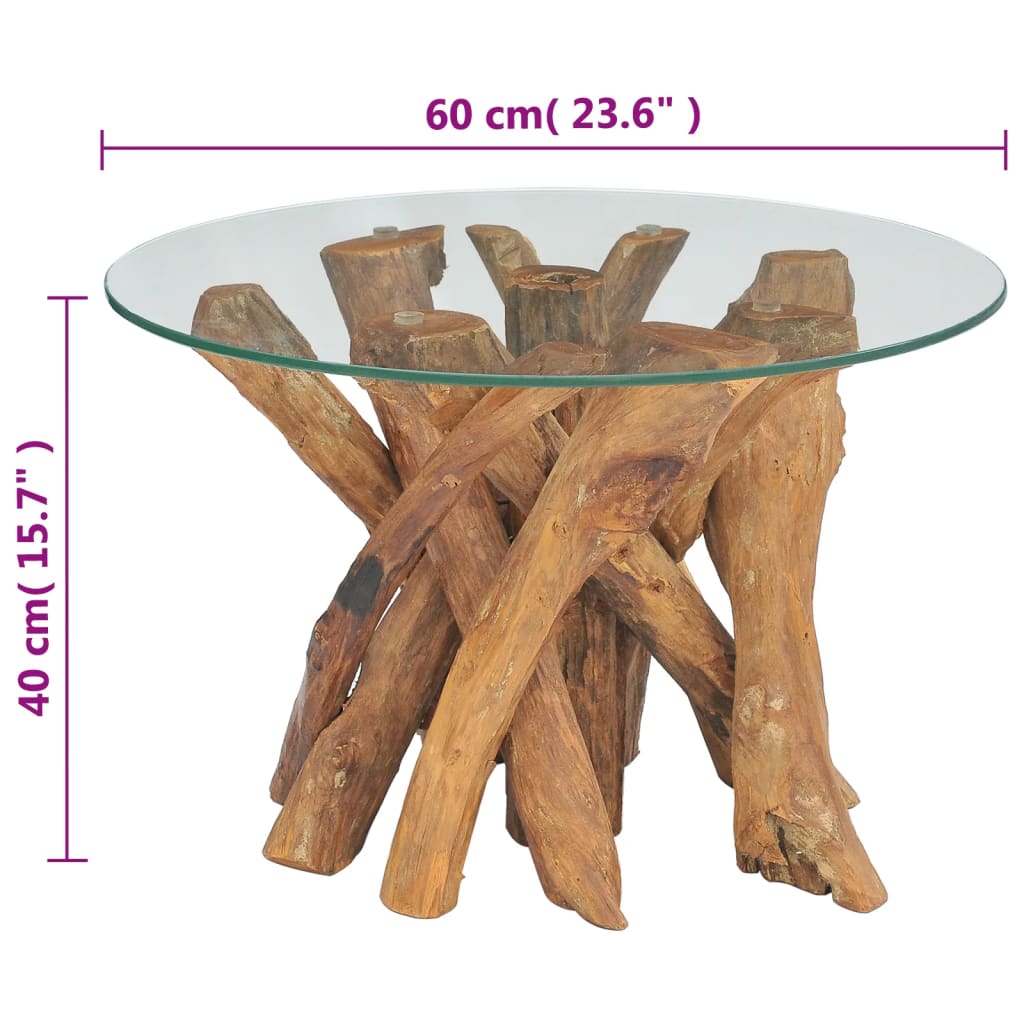 Salontafel 60 Cm Massief Teak Drijfhout Donkerbruin