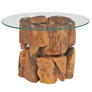 Salontafel 60 cm massief teak drijfhout glas