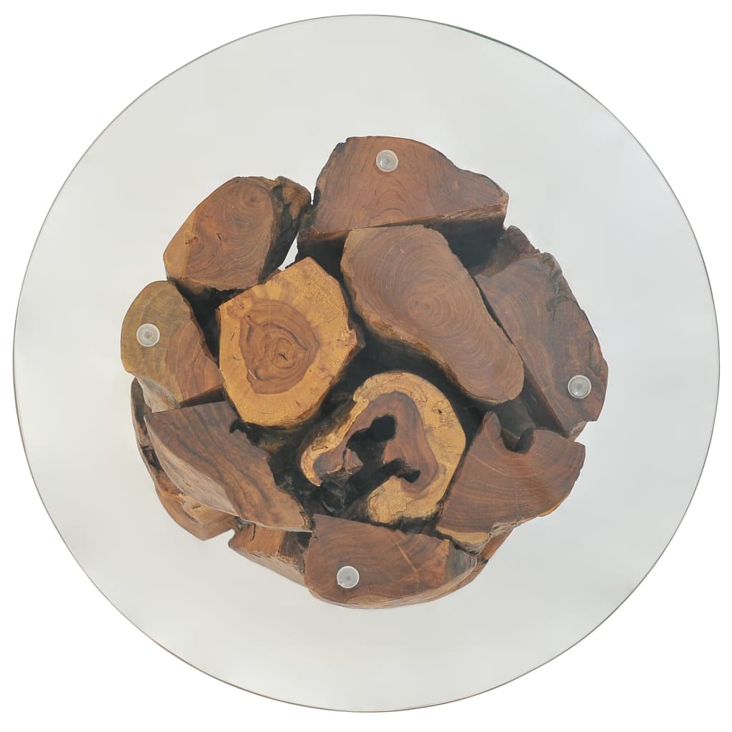 Salontafel 60 Cm Massief Teak Drijfhout Bruin