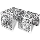 Bijzettafels 2 stuks vierkant aluminium 49x39x40 cm zilver zwart