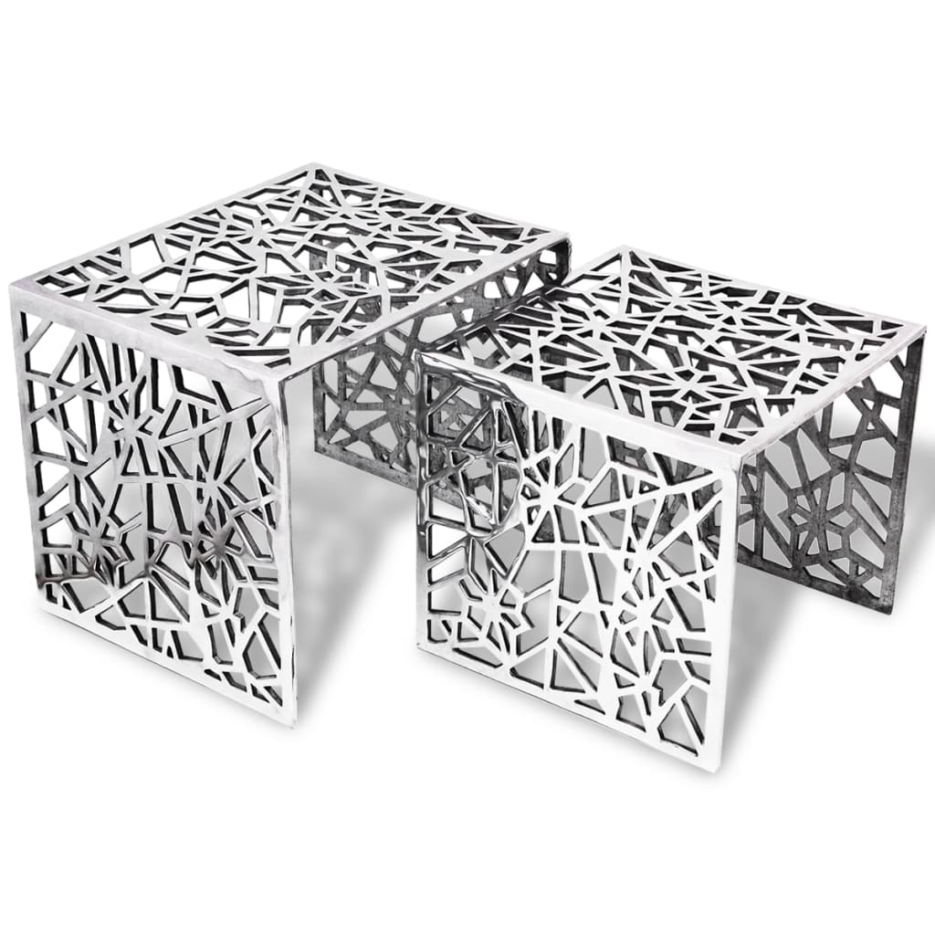 Bijzettafels 2 Stuks Vierkant Aluminium Zilver