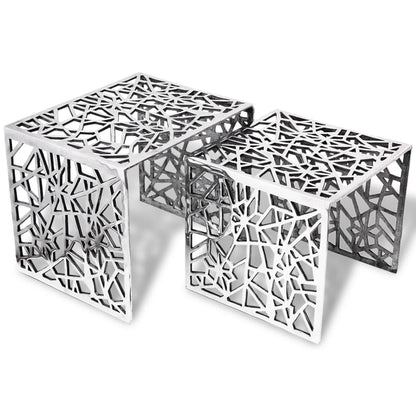 Bijzettafels 2 Stuks Vierkant Aluminium Zilver