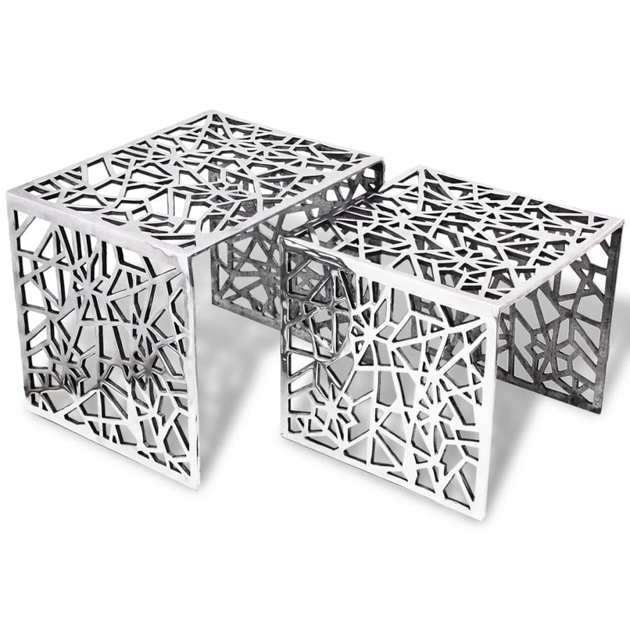 Bijzettafels 2 Stuks Vierkant Aluminium Zilver