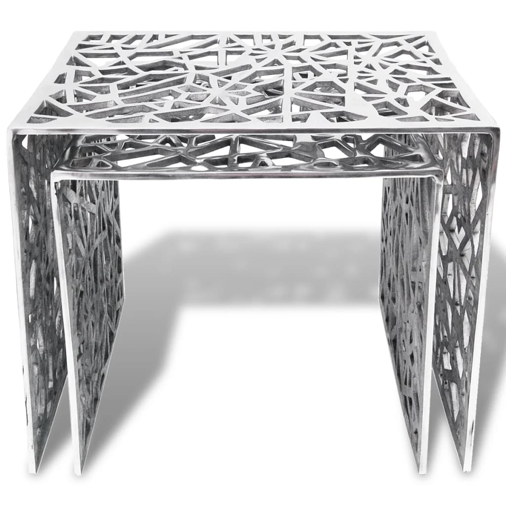Bijzettafels 2 Stuks Vierkant Aluminium Zilver