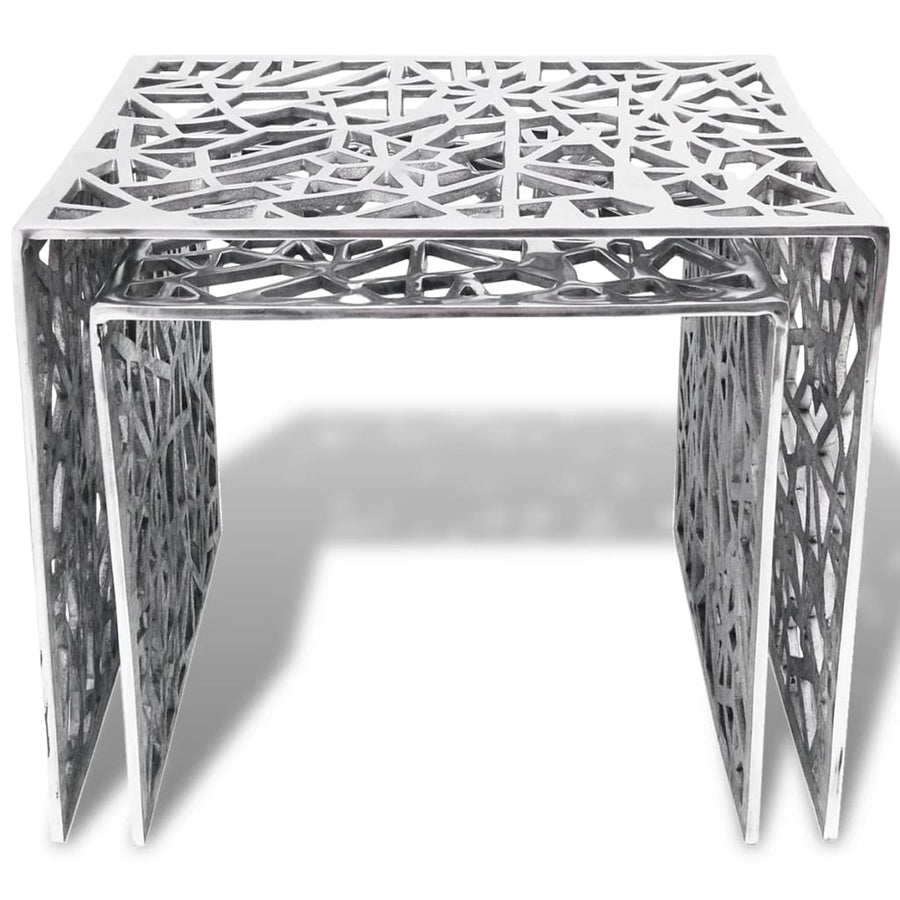 Bijzettafels 2 Stuks Vierkant Aluminium Zilver