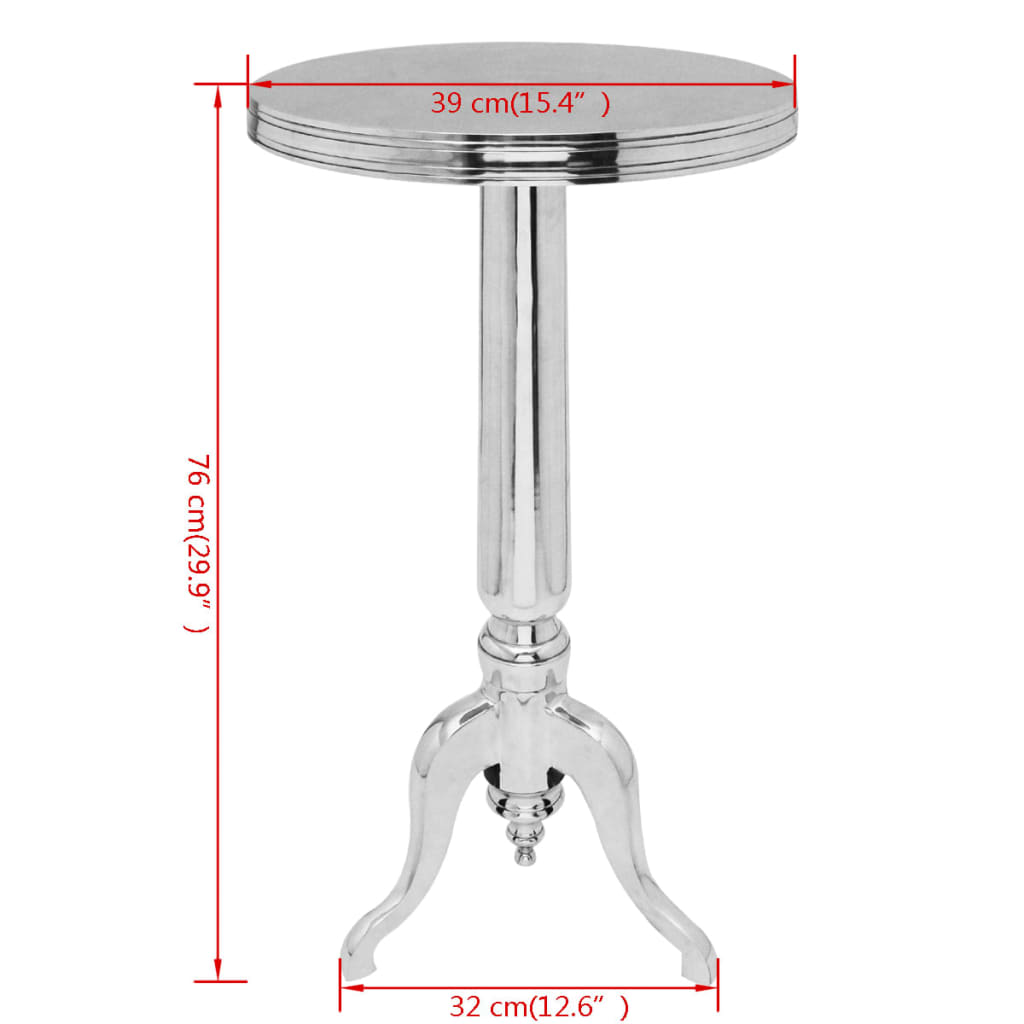 Bijzettafel Rond Aluminium Zilver 39 x 76 cm