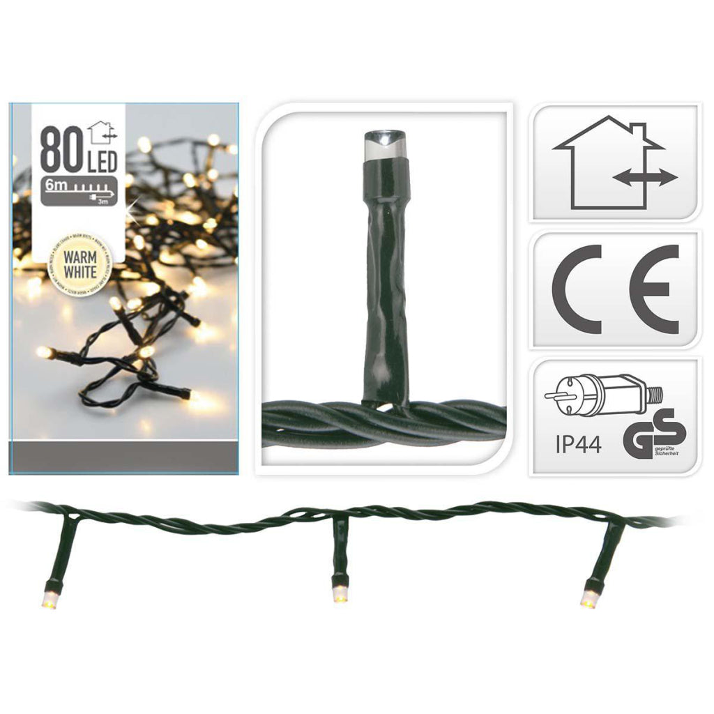 S.i.a. Kerstverlichting 6M 80 Led Lampjes Ip44
