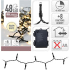 S.i.a. Battery LED Lighting 48 LEDs 350 Cm Warm White Light Black