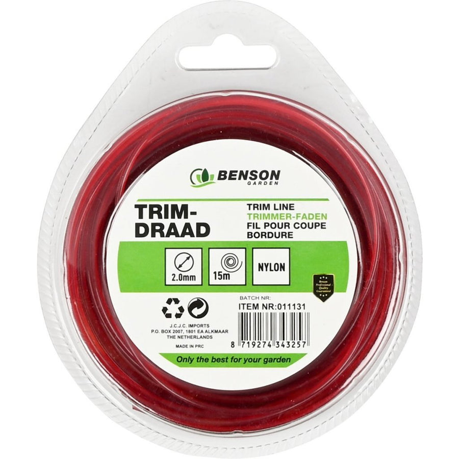 Benson Trimdraad 2 Mm 15 M Rood