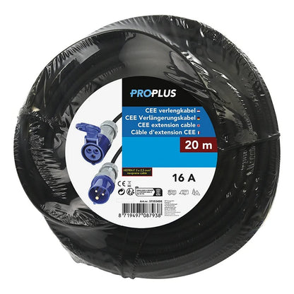 Proplus Cee Verlengkabel 20 M 3X2,5 Mm&Sup2; Zwart