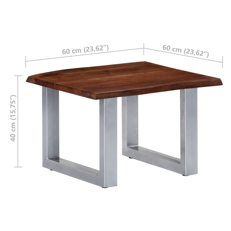 Salontafel Met Natuurlijke Randen 60X60X40 Cm Acaciahout Bruin