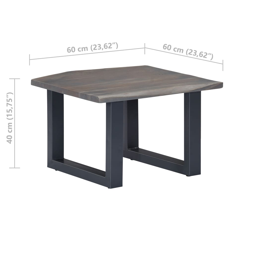 Salontafel Met Natuurlijke Randen 60X60X40 Cm Acaciahout Grijs 1 60 x 60 x 40 cm