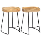 Barkrukken 2 st massief mangohout 46x38x52 cm